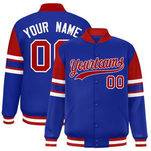 Custom Royal Varsity Full-Snap Color Block Letterman Jacket