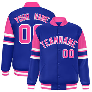 Custom Royal Varsity Full-Snap Color Block Letterman Jacket