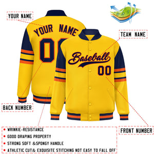 Custom Yellow Varsity Full-Snap Color Block Letterman Jacket