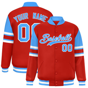 Custom Red Varsity Full-Snap Color Block Letterman Jacket