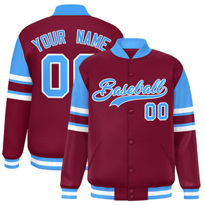 Custom Crimson Varsity Full-Snap Color Block Letterman Jacket