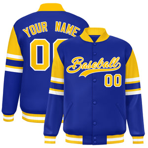 Custom Royal Varsity Full-Snap Color Block Letterman Jacket