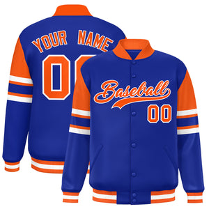 Custom Royal Varsity Full-Snap Color Block Letterman Jacket