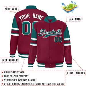 Custom Crimson Varsity Full-Snap Color Block Letterman Jacket