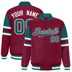 Custom Crimson Varsity Full-Snap Color Block Letterman Jacket