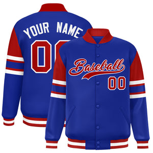 Custom Royal Varsity Full-Snap Color Block Letterman Jacket