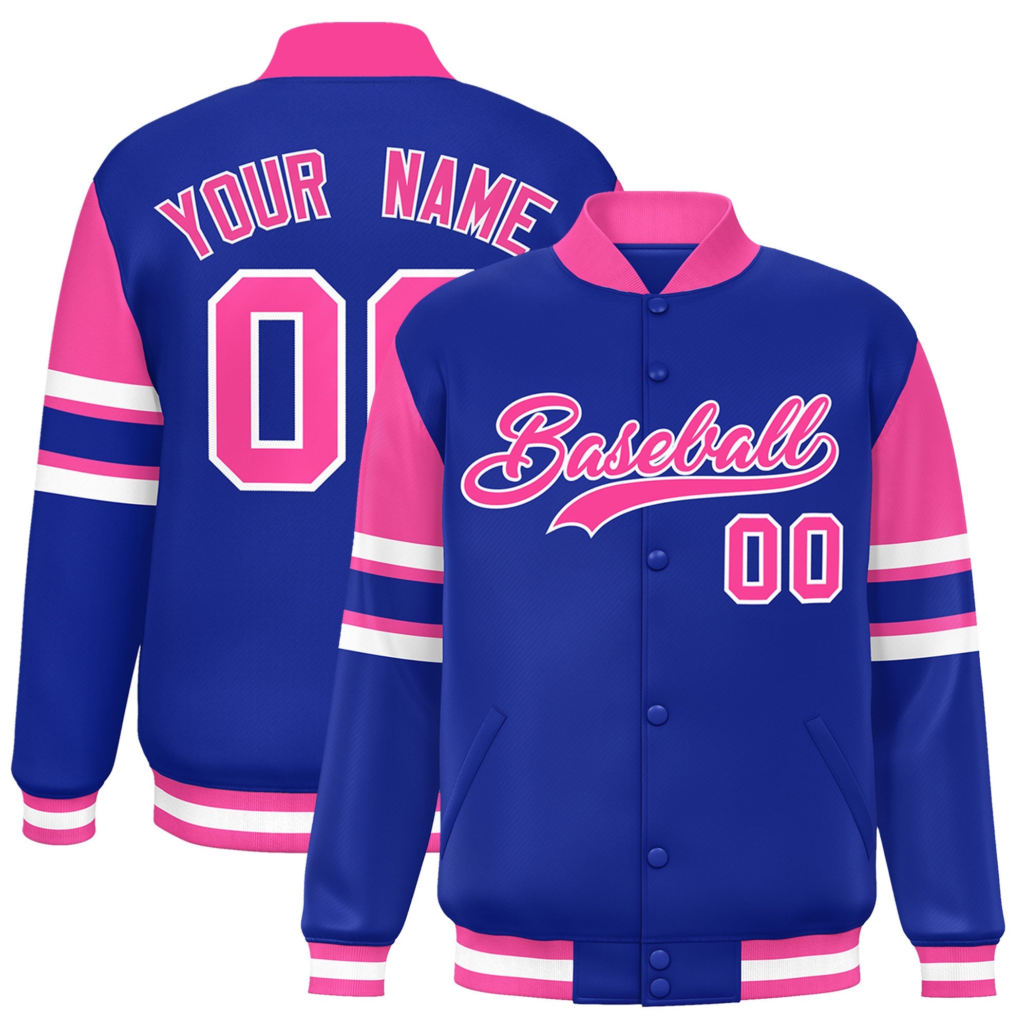 Custom Royal Varsity Full-Snap Color Block Letterman Jacket