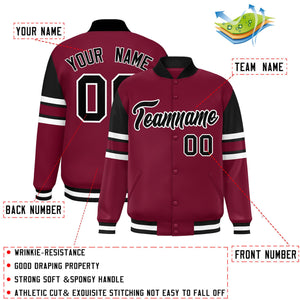 Custom Crimson Varsity Full-Snap Color Block Letterman Jacket