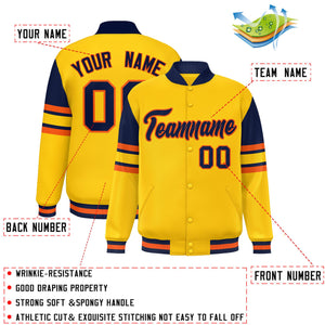 Custom Yellow Varsity Full-Snap Color Block Letterman Jacket