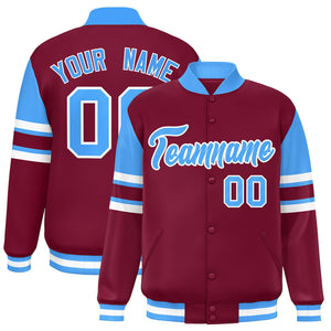 Custom Crimson Varsity Full-Snap Color Block Letterman Jacket