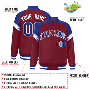 Custom Crimson Royal-White Varsity Full-Snap Color Block Letterman Jacket