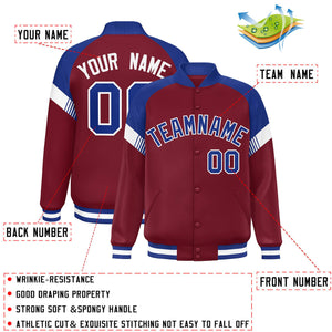 Custom Crimson Royal-White Varsity Full-Snap Color Block Letterman Jacket