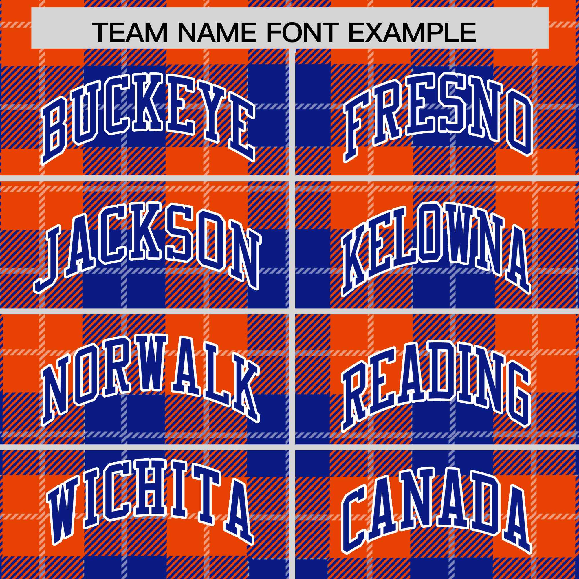 Custom Orange Royal-White Varsity Full-Snap Plaid Pattern Letterman Baseball Jacket