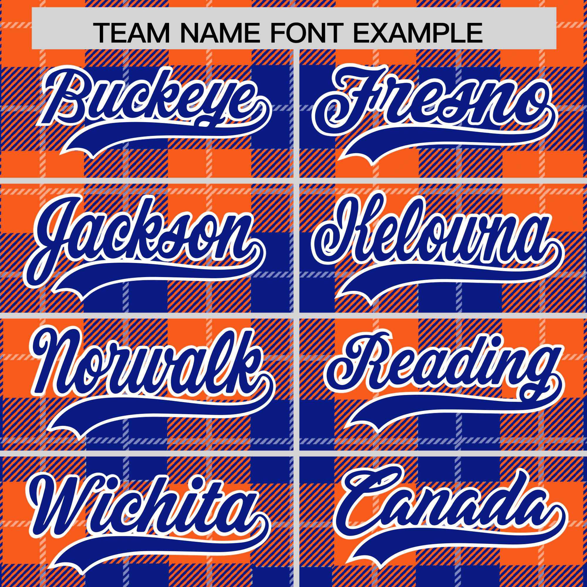 Custom Royal Orange-White Varsity Full-Snap Plaid Pattern Letterman Baseball Jacket