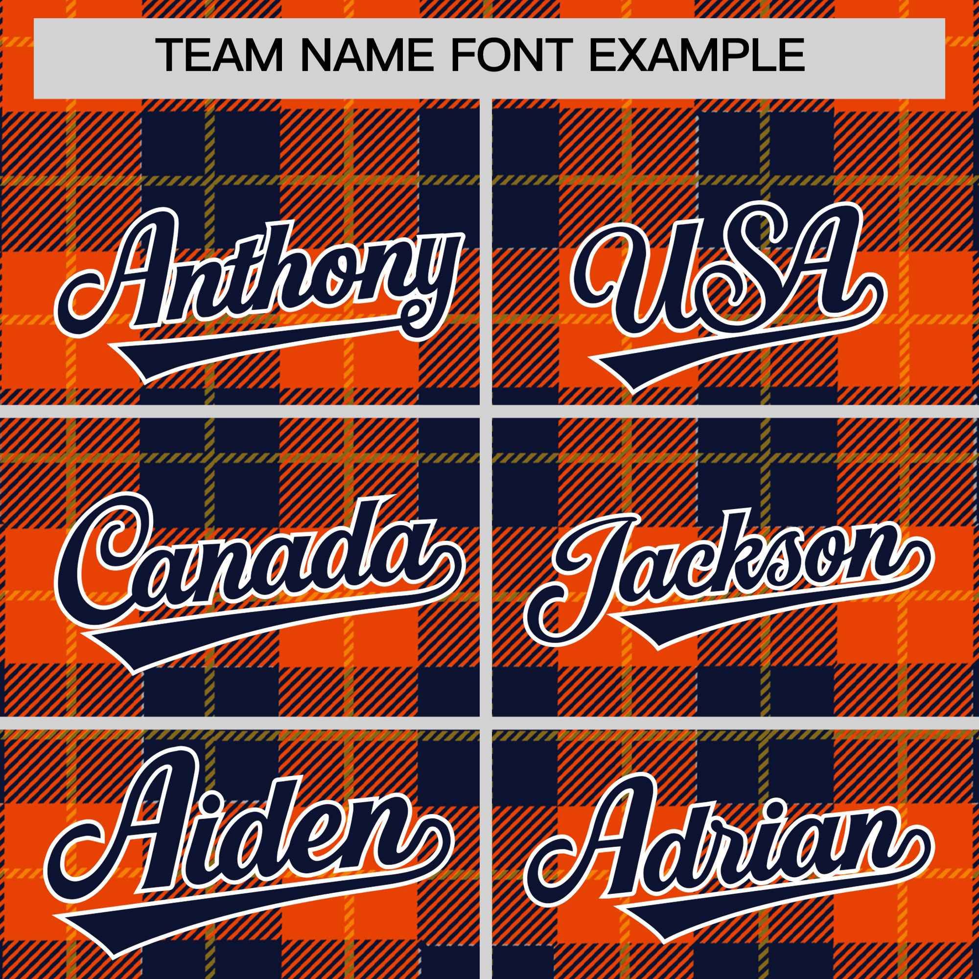 Custom Orange Navy-Gold Varsity Full-Snap Plaid Pattern Letterman Baseball Jacket