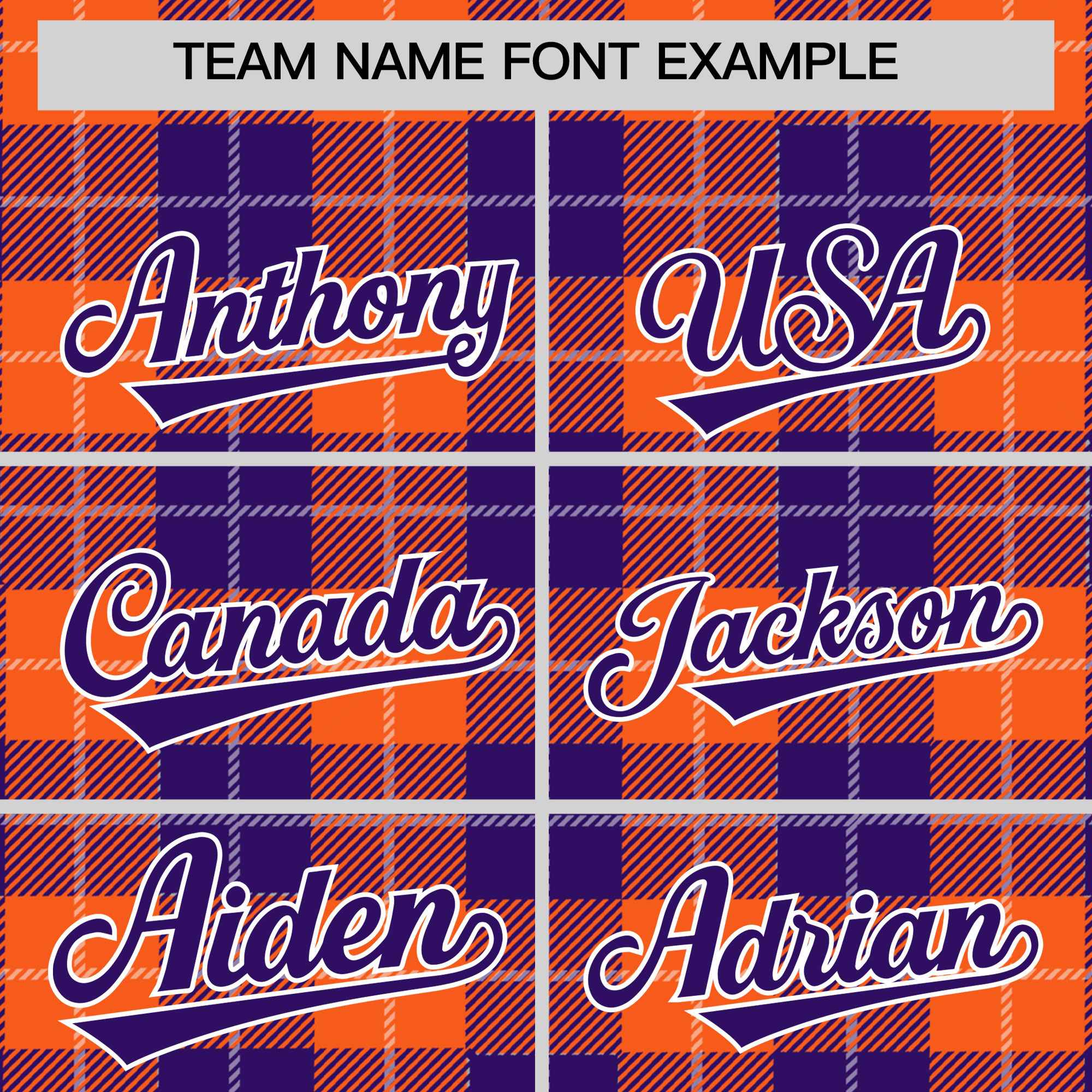 Custom Purple Orange-White Varsity Full-Snap Plaid Pattern Letterman Baseball Jacket