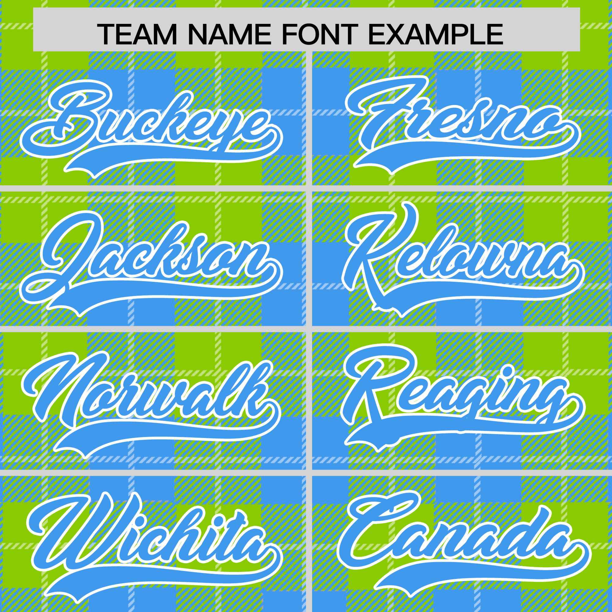 Custom Neon Green Powder Blue-White Varsity Full-Snap Plaid Pattern Letterman Baseball Jacket