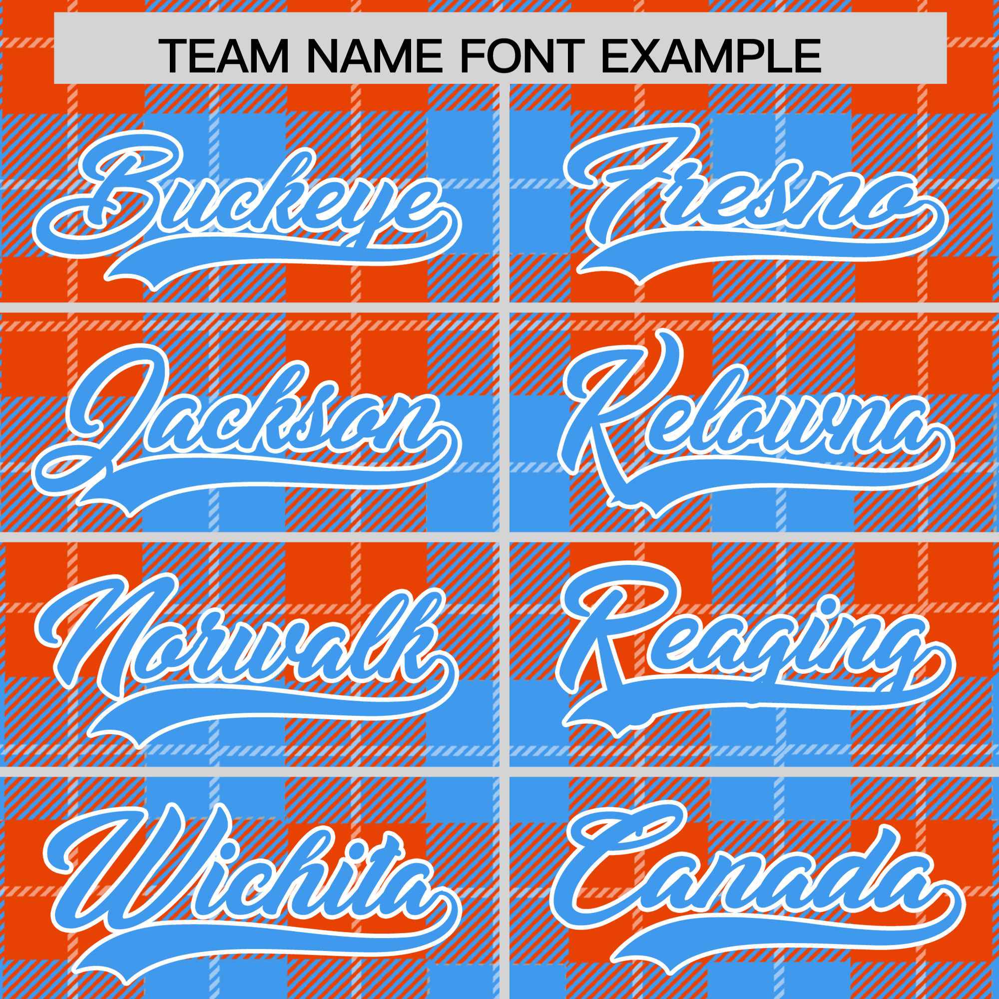 Custom Orange Powder Blue-White Varsity Full-Snap Plaid Pattern Letterman Baseball Jacket