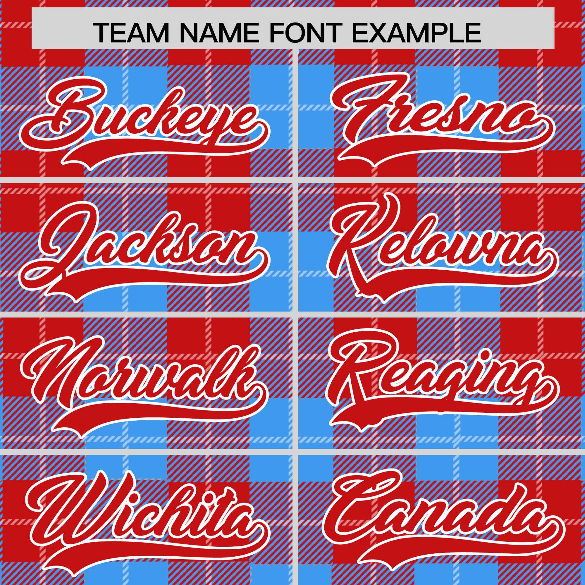 Custom Powder Blue Red-White Varsity Full-Snap Plaid Pattern Letterman Baseball Jacket