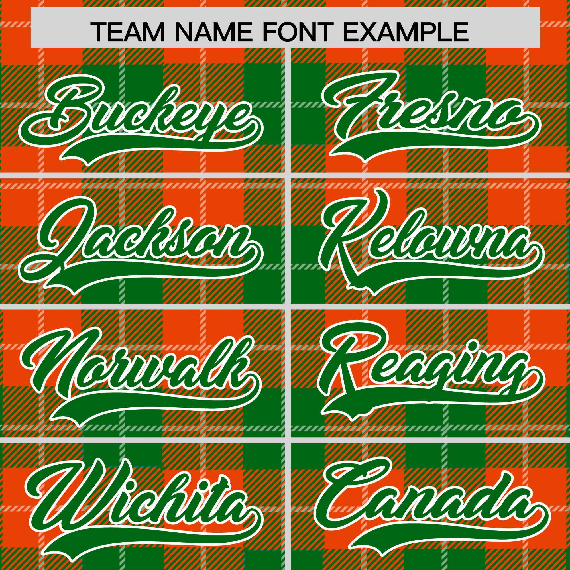 Custom Orange Green-White Varsity Full-Snap Plaid Pattern Letterman Baseball Jacket