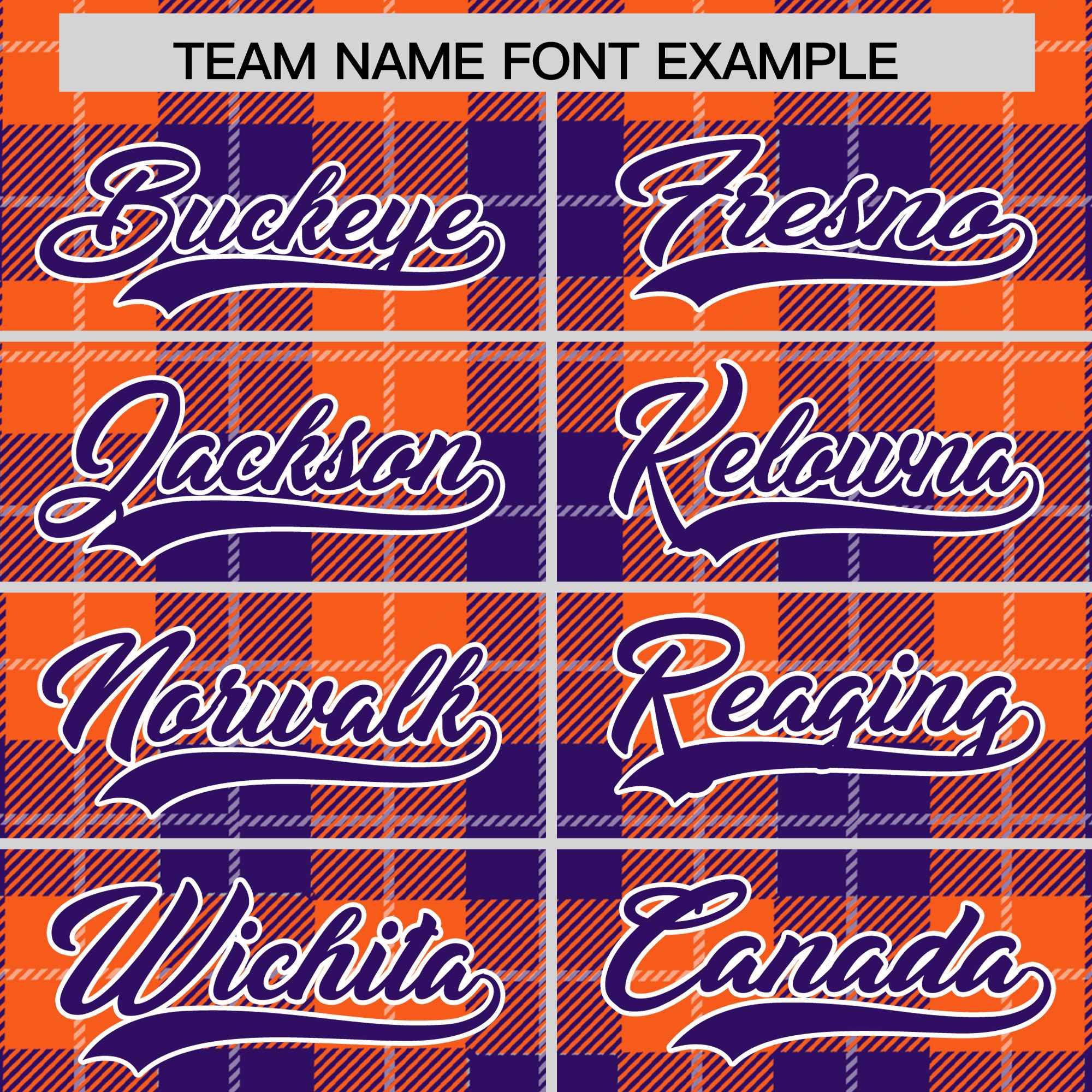 Custom Purple Orange-White Varsity Full-Snap Plaid Pattern Letterman Baseball Jacket