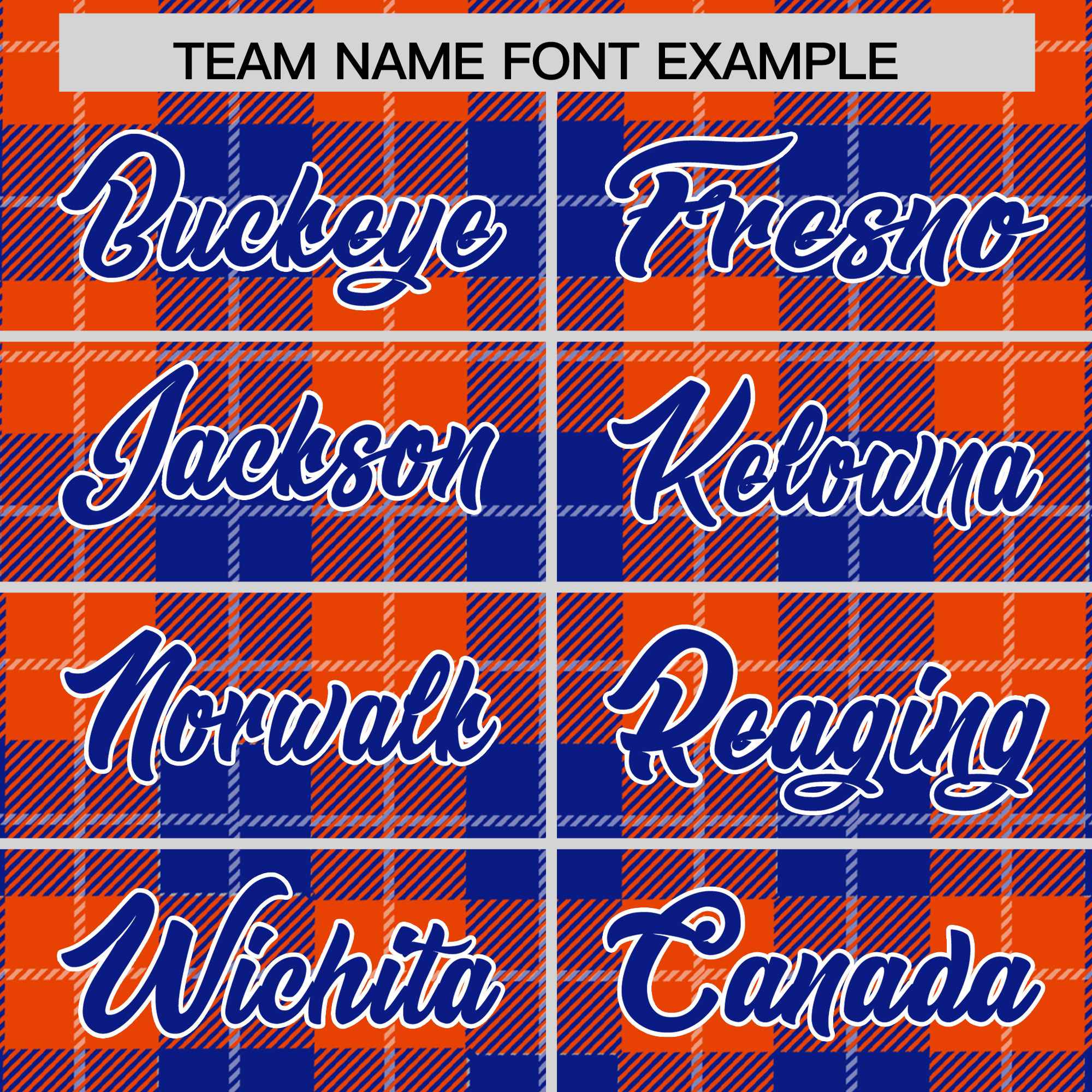 Custom Orange Royal-White Varsity Full-Snap Plaid Pattern Letterman Baseball Jacket