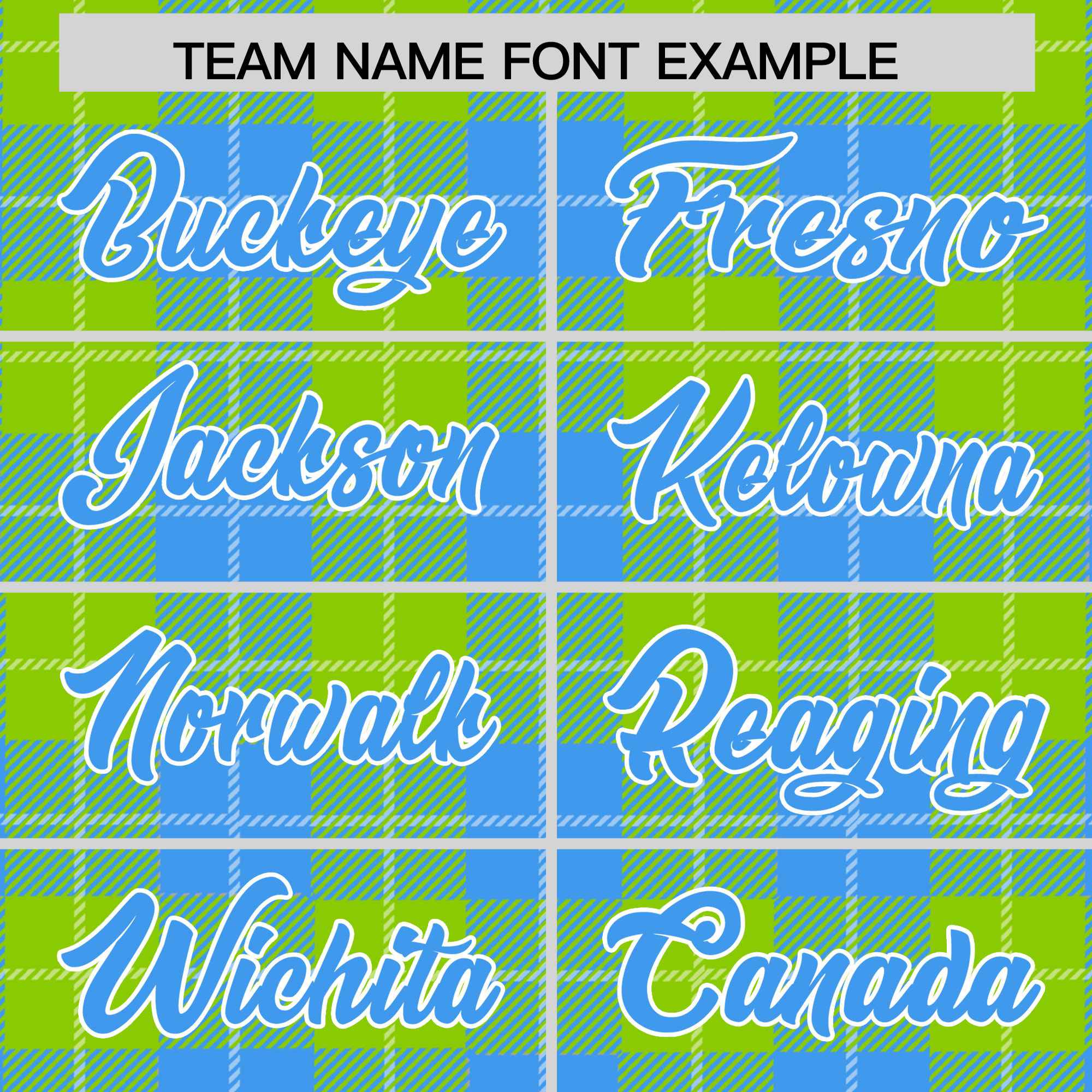 Custom Neon Green Powder Blue-White Varsity Full-Snap Plaid Pattern Letterman Baseball Jacket