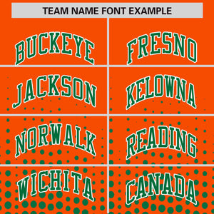 Custom Orange Kelly Green Gradient Varsity Full-Snap Polka Dot Pattern Letterman Baseball Jacket