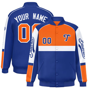 Custom Orange Royal Varsity Full-Snap Raglan Sleeves Letterman Jacket