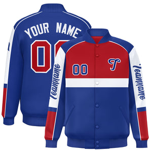 Custom Red Royal Varsity Full-Snap Raglan Sleeves Letterman Jacket