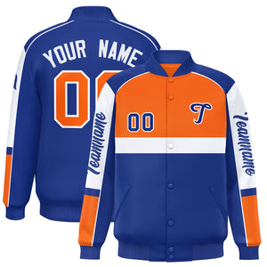 Custom Orange Royal Varsity Full-Snap Raglan Sleeves Letterman Jacket