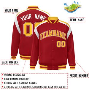 Custom Red Varsity Full-Snap Color Block Letterman Jacket