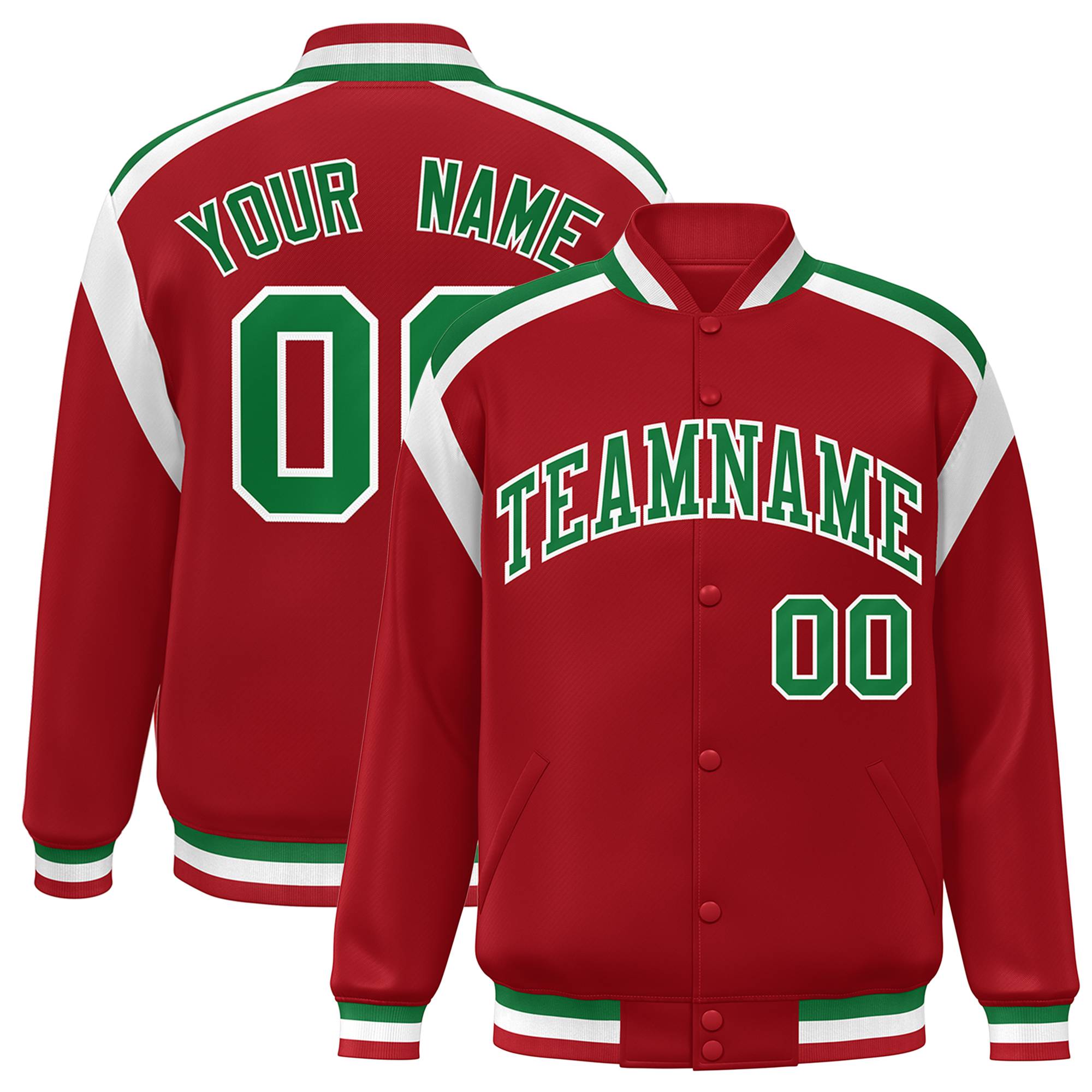 Custom Red Varsity Full-Snap Color Block Letterman Jacket