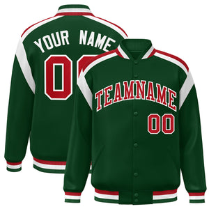 Custom Green Varsity Full-Snap Color Block Letterman Jacket