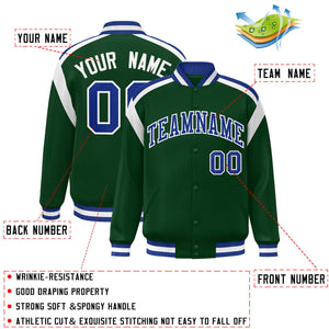 Custom Green Varsity Full-Snap Color Block Letterman Jacket