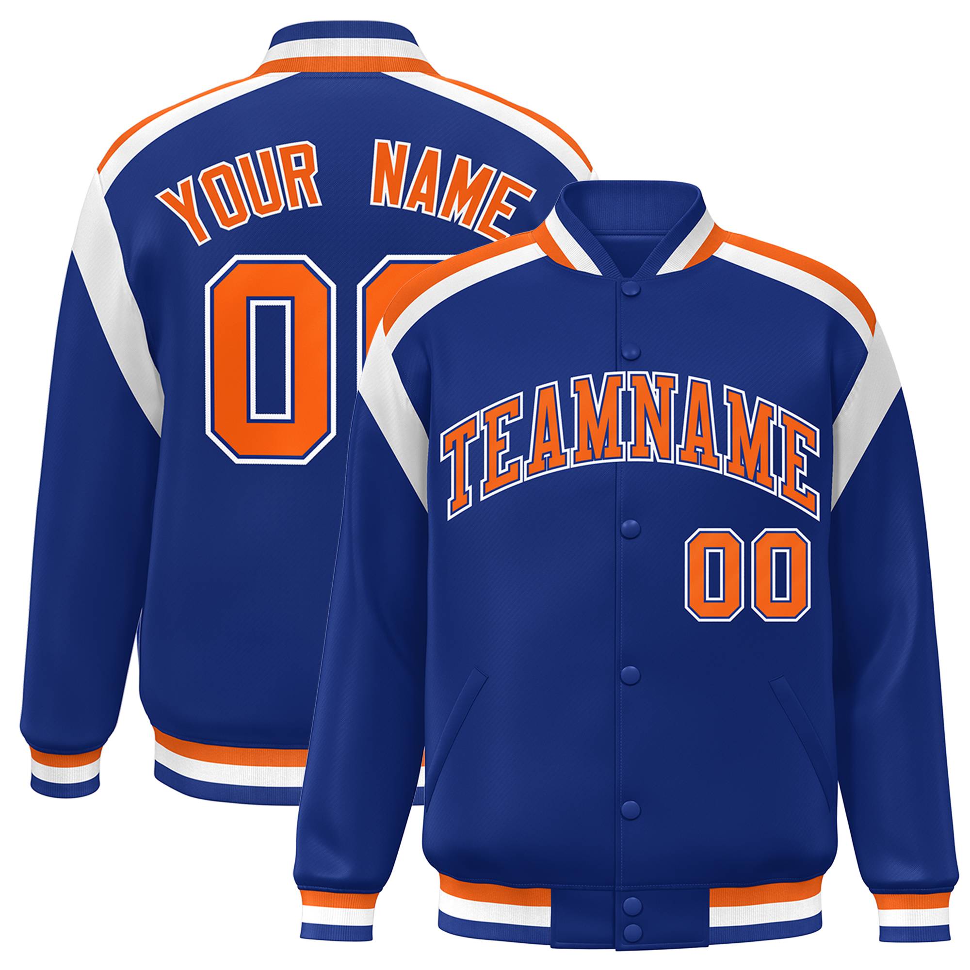 Custom Royal Varsity Full-Snap Color Block Letterman Jacket