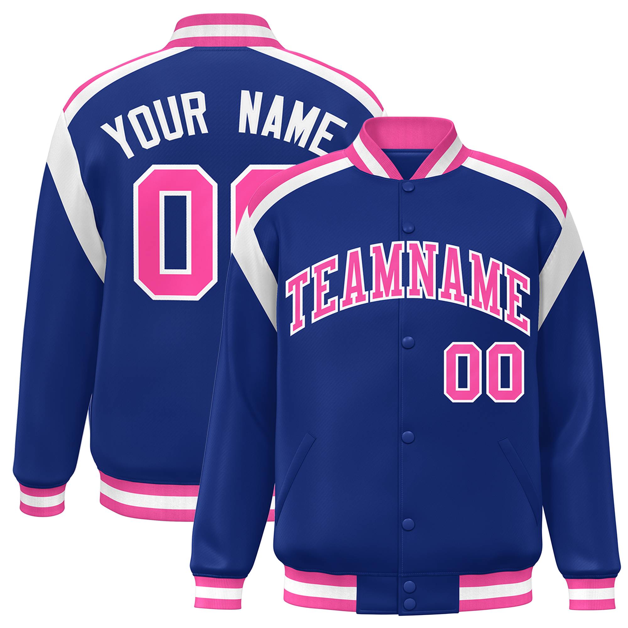 Custom Royal Varsity Full-Snap Color Block Letterman Jacket