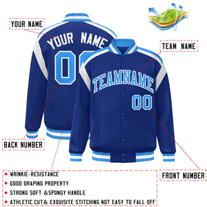 Custom Royal Varsity Full-Snap Color Block Letterman Jacket