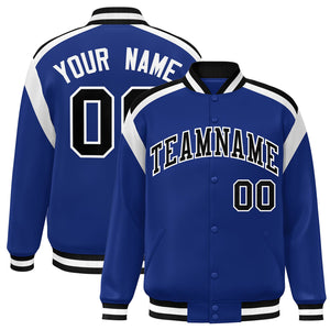 Custom Royal Varsity Full-Snap Color Block Letterman Jacket