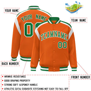 Custom Orange Varsity Full-Snap Color Block Letterman Jacket