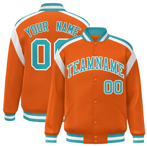 Custom Orange Varsity Full-Snap Color Block Letterman Jacket