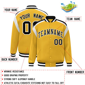 Custom Gold Varsity Full-Snap Color Block Letterman Jacket