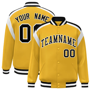 Custom Gold Varsity Full-Snap Color Block Letterman Jacket