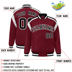 Custom Crimson Varsity Full-Snap Color Block Letterman Jacket