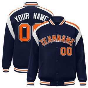 Custom Navy Varsity Full-Snap Color Block Letterman Jacket