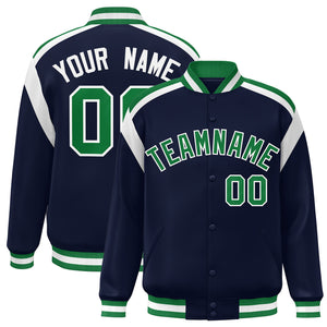 Custom Navy Varsity Full-Snap Color Block Letterman Jacket