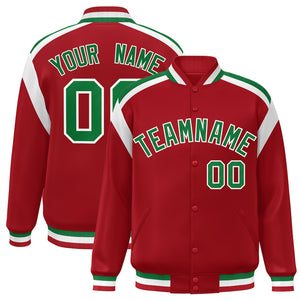 Custom Red Varsity Full-Snap Color Block Letterman Jacket