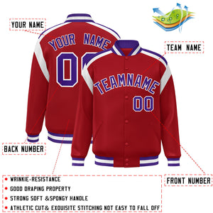 Custom Red Varsity Full-Snap Color Block Letterman Jacket