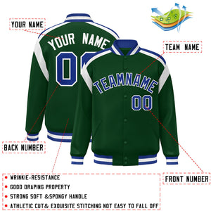 Custom Green Varsity Full-Snap Color Block Letterman Jacket