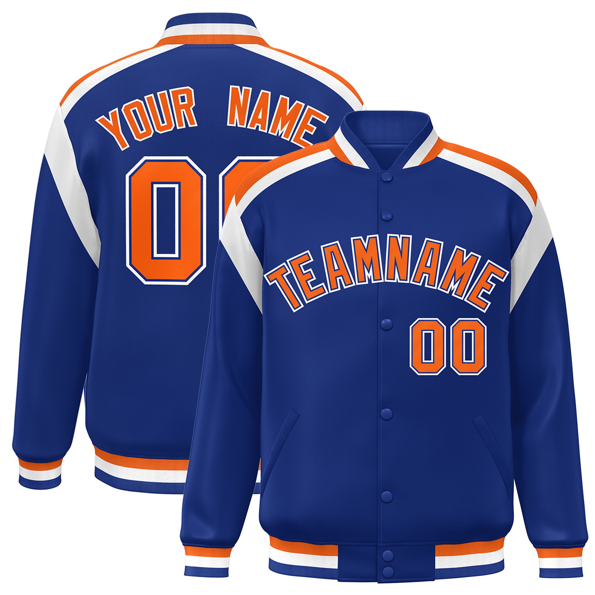 Custom Royal Varsity Full-Snap Color Block Letterman Jacket